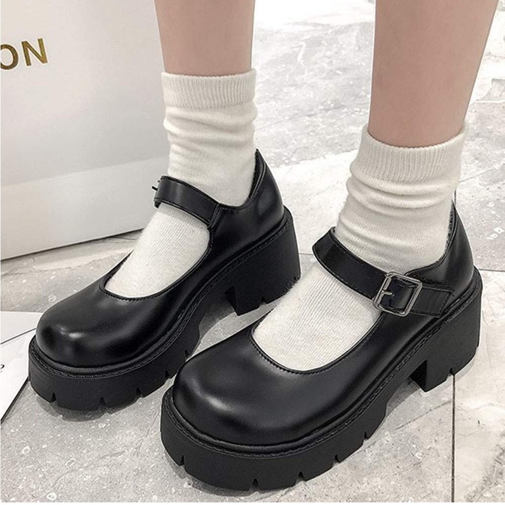 Mary Jane Round Toe Chunk Heel Shoes
